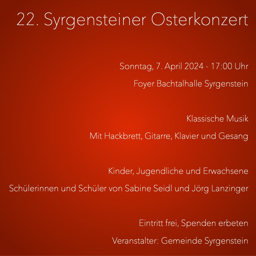 22. Syrgensteiner Osterkonzert