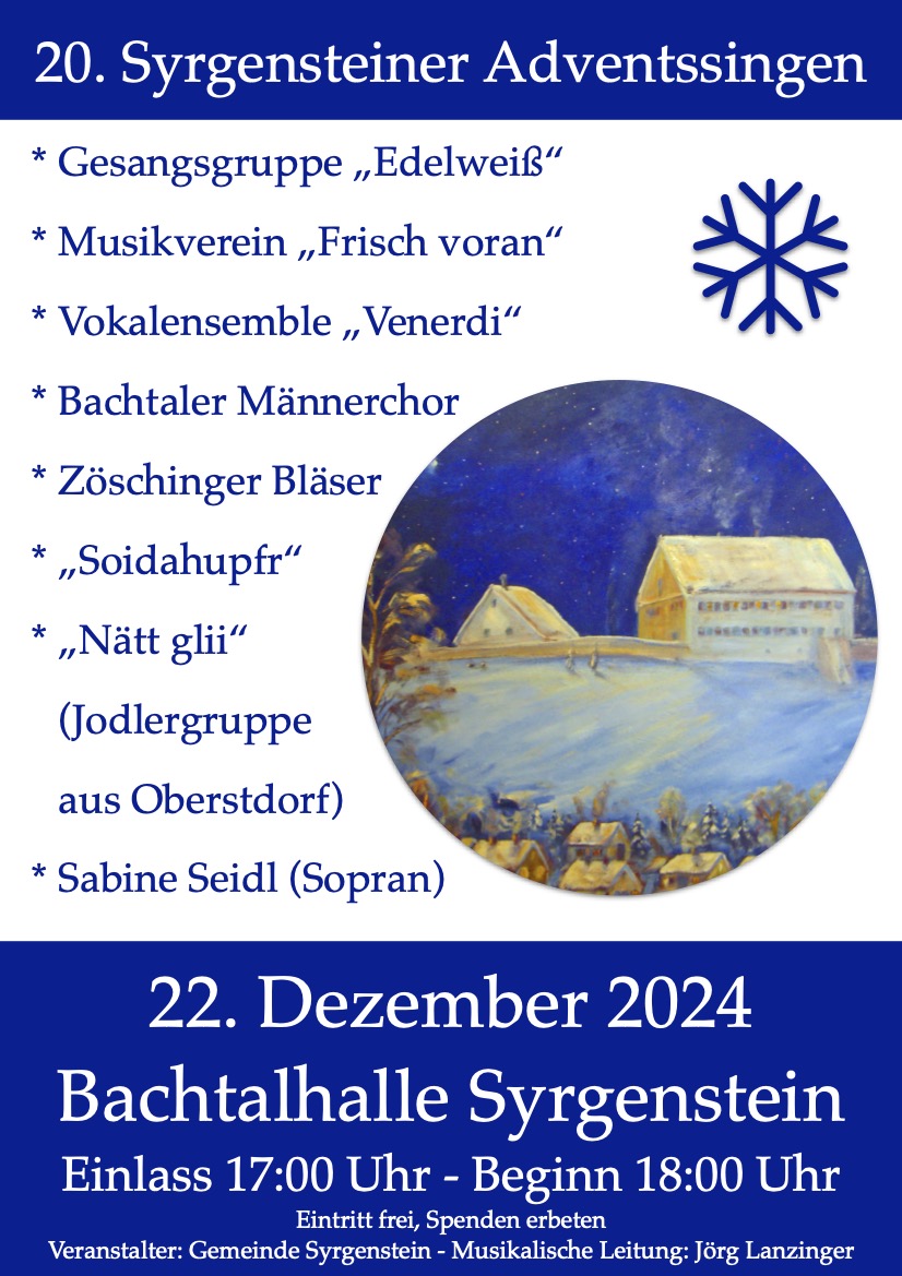 20. Syrgensteiner Adventssingen